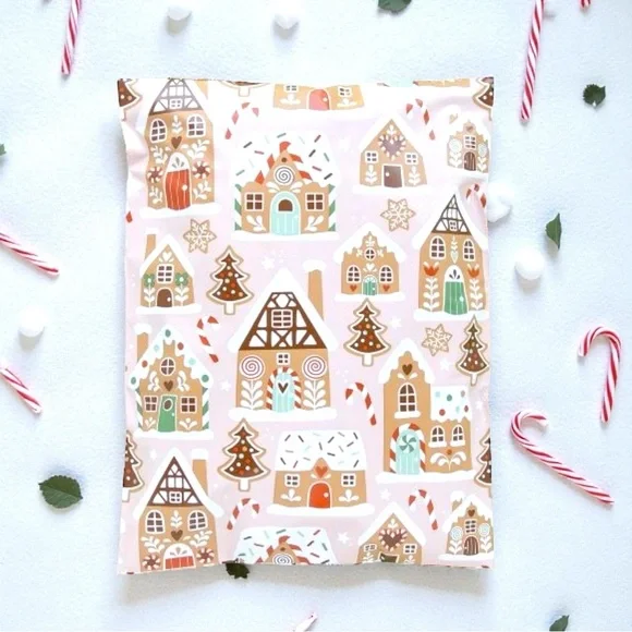 Christmas Gingerbread Village Poly Mailers 10x13 Pack of 25 - Picture 5 of 8